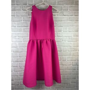 Kate Spade Bougainvillea Bow Back Dress Pink Crepe Crew Neck Sleeveless Sz 4
